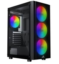 GAMEBOOSTER CASTLE A651B 600w APFC USB 3.0 Mesh 4*Rainbow Fanlı Mid-T ATX Gaming Siyah Kasa
